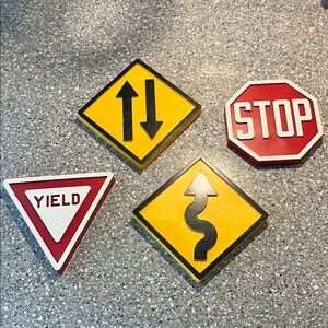 Vintage Road Sign Wall Decor - Stop, Yield & Warning Set